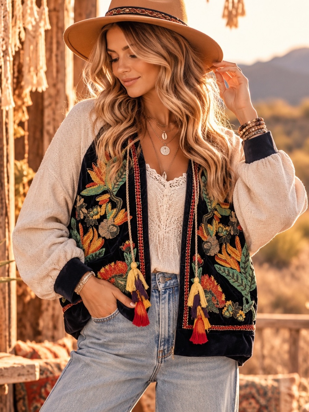 Anthropologie Maeve Embroidered & velvet  Floral Bomber Jacket size S